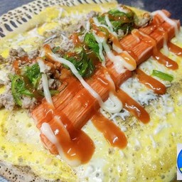 ไข่+ปูอัด+หมูสับ+ยำสาหร่าย ชีสสสส ไส้จุกๆ