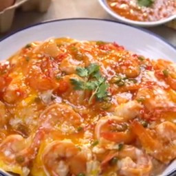 ข้าวไข่ข้นสุกี้กุ้ง