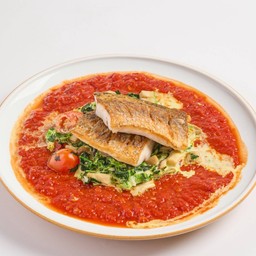 Mediterranean Seabass Steak สเต็กปลากะพงสไตล์เมดิเตอร์เรเนียน