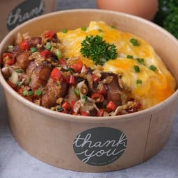 ข้าวไข่ข้นหมูสับคั่วพริกเกลือไข่กุ้ง