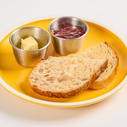 Sourdough toast with butter and jam ขนมปังเนย/แยม