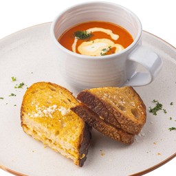(v)Grilled Cheese Sandwich with Tomato Soup  แซนวิชชีสและซุปมะเขือเทศ