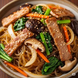 ผัดวุ้นเส้นใส่หมู + ไข่ดาว