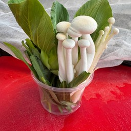 ชุดผัก(กวางตุ้งไต้หวัน+ ผักบุ้ง+ เห็ดหลินขาว+ เห็ดเข็มทอง)