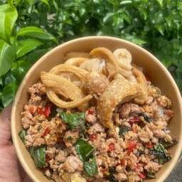 ข้าวกะเพราสับกากหมู Top1