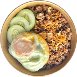 ข้าวหมูสับกระเทียมไข่ดาว