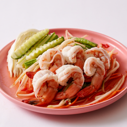 ส้มตำกุ้งสด/กุ้งสุก (Papaya salad with shrimp)
