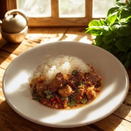 กะเพราหมูกรอบ (ราดข้าว)