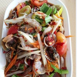 ตำหอยแครงกุ้งสด