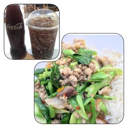 ชุดข้าวคะน้าหมูสับ+โค้กแก้วใหญ่