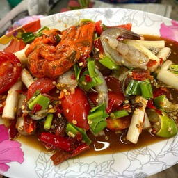 ตำหอยดองทะเล (หอยดอง,หอยแครง,กุ้ง)