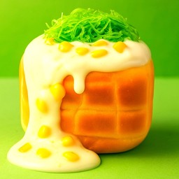 ปังปิ้งไส้นมสดข้าวโพด+ฝอยใบเตย