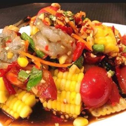 ตำข้่าวโพดกุ้งสด ปูปลาร้า