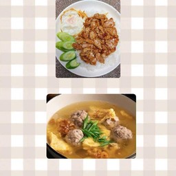 [เซตสุดฮิต] ข้าวหมูกระเทียมอิ่มคุ้มจุใจ + แกงจืดไข่น้ำหอมๆใ่ส่หมู