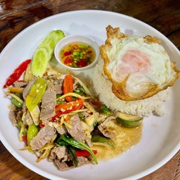 ข้าวกุ้งแกะราดมันกุ้ง