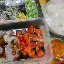 เซ็ทม่อนหั่นเต๋าดอง100g.กุ้งดอง4ตัว+ข้าวสาหร่าน