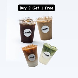 โปรโมชั่นซื้อ 2 แถม 1 เฉพาะเมนู Americano, Latte, Thai Tea, Matcha Latte