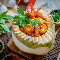 91. หมกกุ้งมะพร้าวอ่อน