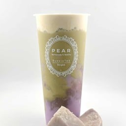 Slushy  matcha milk tea with mochi taro