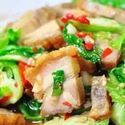 Stir Fried Kale with Crispy Pork