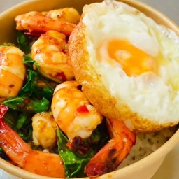 กระเพรากุ้ง+ไข่ดาว