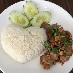Pork Stir-Fried with Garlic on Rice