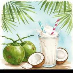 มะพร้าวปั่นนมสด