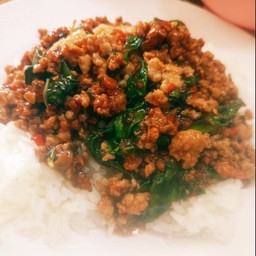 ผัดกะเพราหมูสับ ราดข้าว