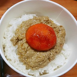 ข้าวราดมันปูไข่ดอง+น้ำจิ้มซีฟู้ด