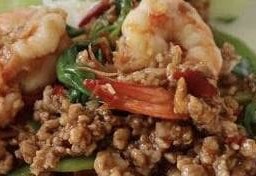 ข้าว-กะเพรากุ้งหมูสับ