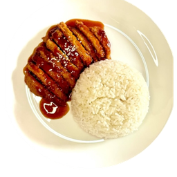 ข้าวไก่กรอบซอสกระเทียม