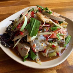 ตำกุ้งสดหมูยอ