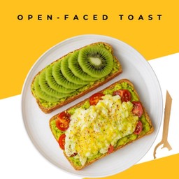 ปังโทสต์นุ่มอะโวคาโดบด ไข่ขยี้+ปังโทสต์นุ่มอะโวคาโดบด กีวี่1ลูก