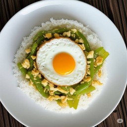 ข้าวแตงกวาใส่หมู + ไข่ดาว