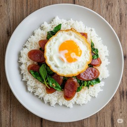 ข้าวกระเพรากุนเชียง + ไข่ดาว