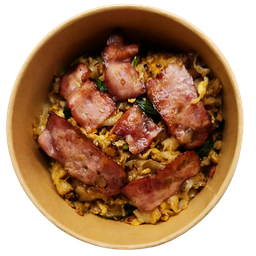 เส้นใหญ่ผัดซีอิ๊วเบคอนคั่วกระทะ