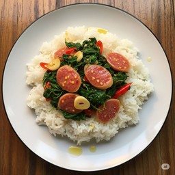 ข้าวกระเพราแหนม + ไข่ดาว