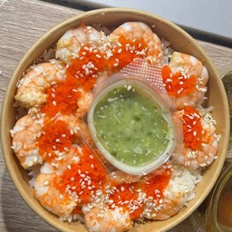 ข้าวหน้ากุ้งแกะ น้ำจิ้มรสเด็ดจัดจ้าน