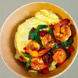 ข้าวไข่ข้นกระเพรากุ้ง