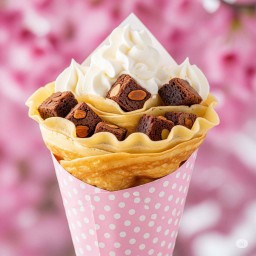 เครปวิปครีม บราวนี่และอัลด์มอนด์