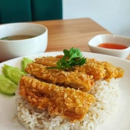 ข้าวมันไก่ทอด (มังสวิรัติ,เจ)