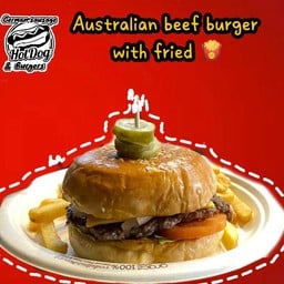 Beef burger with French fries