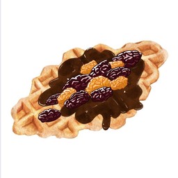 ครอฟเฟิล+ลูกเกด+ราดช็อกโกแลต