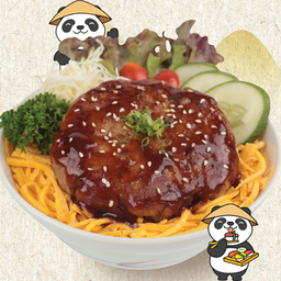 ข้าวแฮมเบิร์กหมูสไตล์ญี่ปุ่น