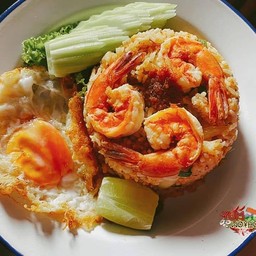 ข้าวผัดน้ำพริกมันกุ้งกุ้ง+ไข่เป็ดดาว