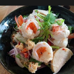 ยำวุ้นเส้นกุ่งสด/กุ้งสุก