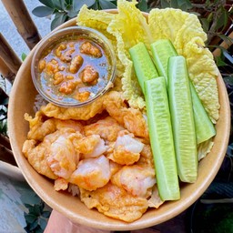 ข้าวไข่เจียวกุ้งสับ+น้ำพริกปูไข่