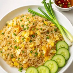 ข้าวไข่ข้นนุ่มกะเพรารสเด็ด & ลูกชิ้นทอด Artee