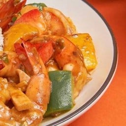 พริกเผากุ้ง กับข้าว