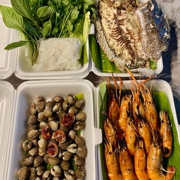 ชุด เมี่ยงปลาเผา + หอยแครงครึ่งกิโล + กุ้งเผาครึ่งกิโล